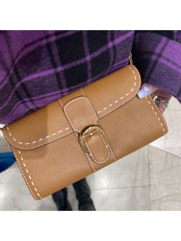 Delvaux Brillant Long wallet on Chain Surpiqué WOC 大象灰/金棕 buywithada,france,全球代購,歐洲,exquisite,quality goods,posh,fancy,luxurious