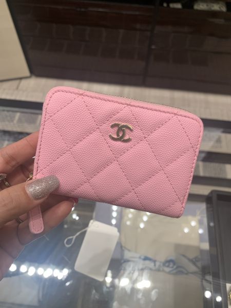 CHANEL 23粉色ㄇ字零錢卡包 荔枝皮淡金釦 buywithada,france,全球代購,歐洲,exquisite,quality goods,posh,fancy,luxurious