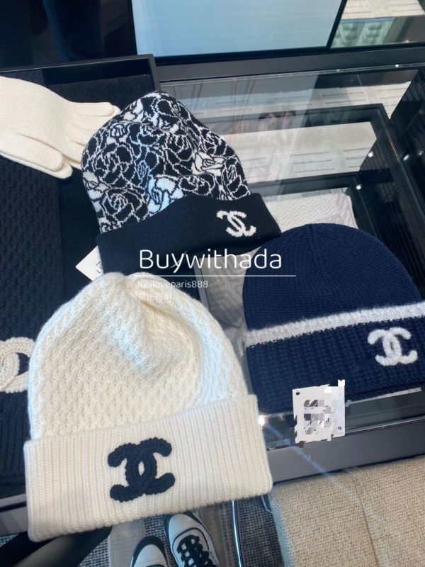 CHANEL 23K 毛毛滾邊冷毛帽 深藍色淺灰雙C buywithada,france,全球代購,歐洲,exquisite,quality goods,posh,fancy,luxurious