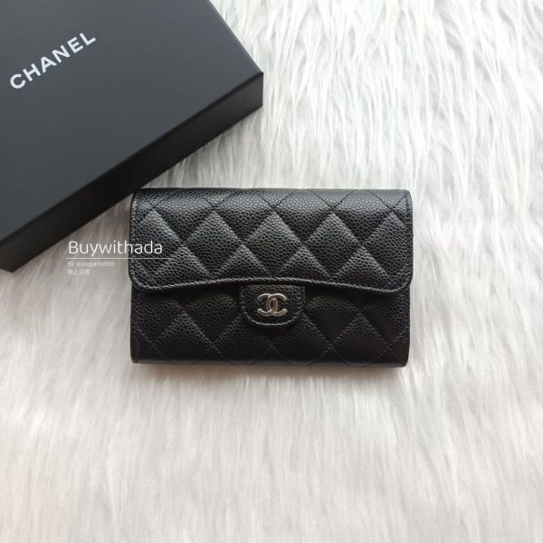 CHANEL 三折翻蓋中夾 黑荔枝銀釦 buywithada,france,全球代購,歐洲,exquisite,quality goods,posh,fancy,luxurious