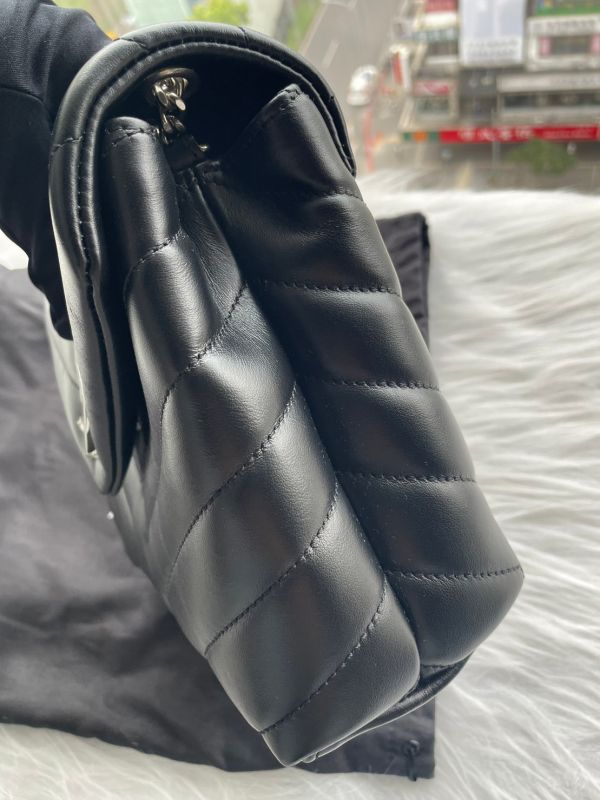 YSL LOULOU「Y」形絎縫皮革手袋 小號黑色銀釦 buywithada,france,全球代購,歐洲,exquisite,quality goods,posh,fancy,luxurious