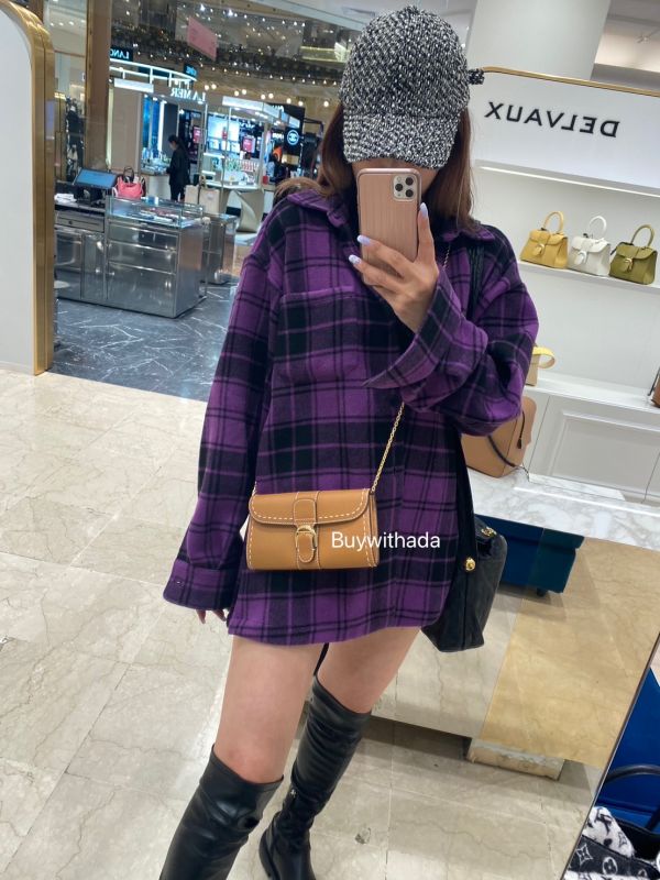 Delvaux Brillant Long wallet on Chain Surpiqué WOC 大象灰/金棕 buywithada,france,全球代購,歐洲,exquisite,quality goods,posh,fancy,luxurious