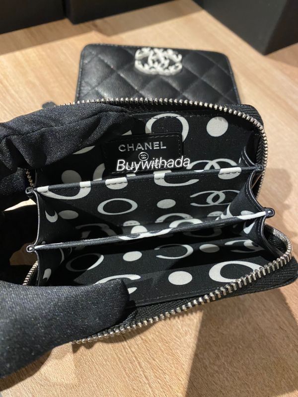 CHANEL 24P 最新款 英文LOGO ㄇ字零錢包 黑荔枝銀釦 buywithada,france,全球代購,歐洲,exquisite,quality goods,posh,fancy,luxurious