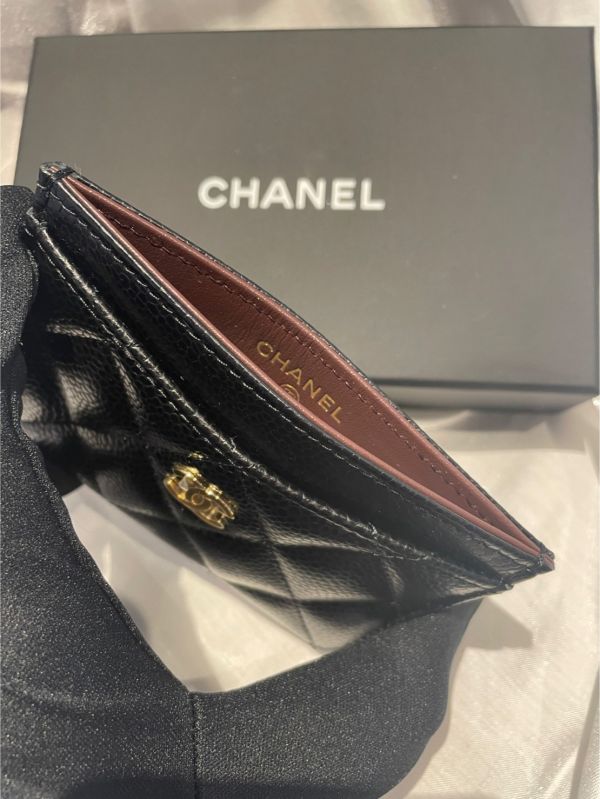 CHANEL 黑荔枝金釦卡夾 buywithada,代精,精品,禮物