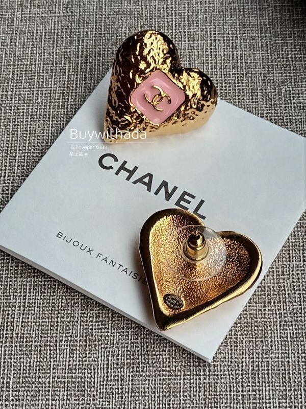 台灣現貨 CHANEL 23K 粉色金沙愛心耳針 大 2.5*2.8cm buywithada,france,全球代購,歐洲,exquisite,quality goods,posh,fancy,luxurious