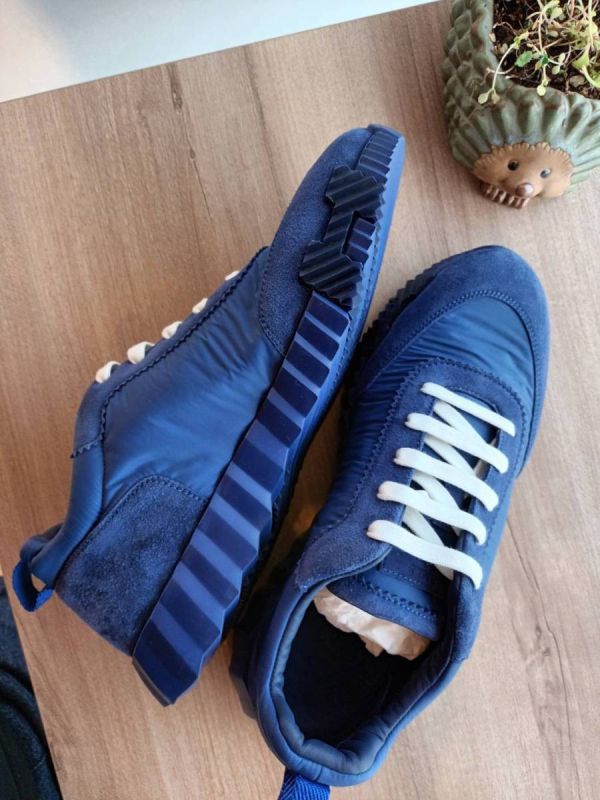 Hermes bouncing 運動鞋 麂皮拼布 藍色 SIZE 41.5 buywithada,france,全球代購,歐洲,exquisite,quality goods,posh,fancy,luxurious