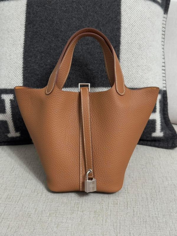 HERMES Picotin 18 金棕銀扣 buywithada,france,全球代購,歐洲,exquisite,quality goods,posh,fancy,luxurious