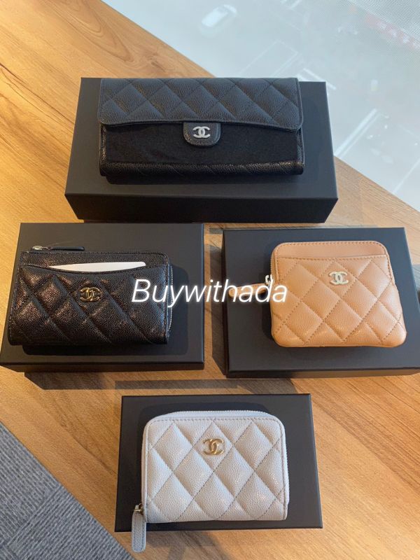 CHANEL 23B 最新冰川灰色 荔枝牛皮淡金釦 ㄇ字零錢包卡包 buywithada,france,全球代購,歐洲,exquisite,quality goods,posh,fancy,luxurious