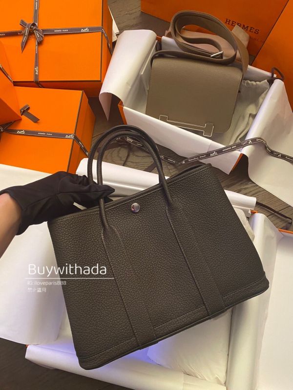 HERMES Garden Party30 全皮革 色號46 ebene 現貨在台 全新全配 buywithada,france,全球代購,歐洲,exquisite,quality goods,posh,fancy,luxurious