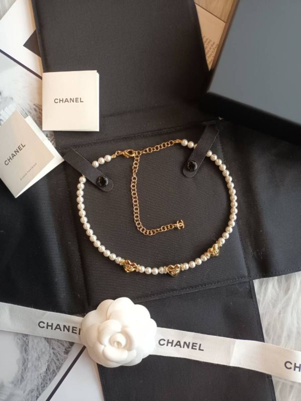 CHANEL 3個金色愛心水鑽珍珠頸鏈 現貨 buywithada,france,全球代購,歐洲,exquisite,quality goods,posh,fancy,luxurious