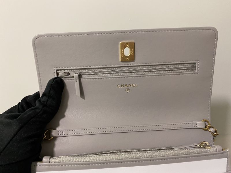 Chanel 灰色金球Woc Wallet on chain羊皮復古金釦 buywithada,france,全球代購,歐洲