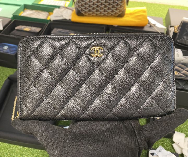 CHANEL 黑荔枝金釦拉鍊長夾 buywithada,france,全球代購,歐洲,exquisite,quality goods,posh,fancy,luxurious