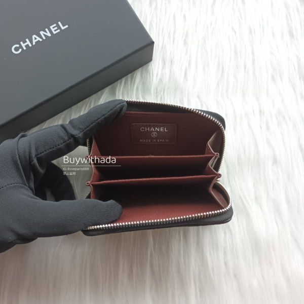 CHANEL ㄇ字拉鍊零錢卡包 黑荔枝銀釦 buywithada,france,全球代購,歐洲,exquisite,quality goods,posh,fancy,luxurious