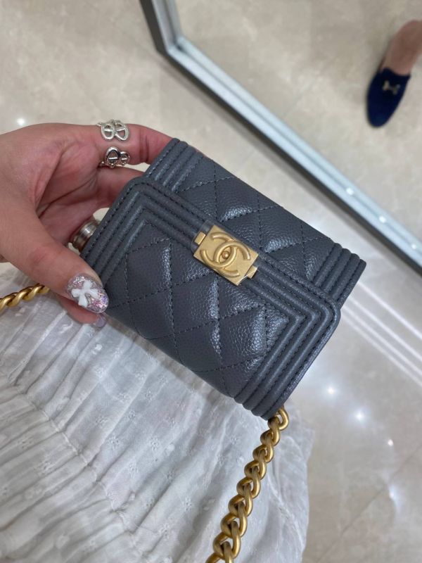 CHANEL BOY 灰色復古金釦 雙層 鏈條包/小廢包 buywithada,france,全球代購,歐洲,exquisite,quality goods,posh,fancy,luxurious