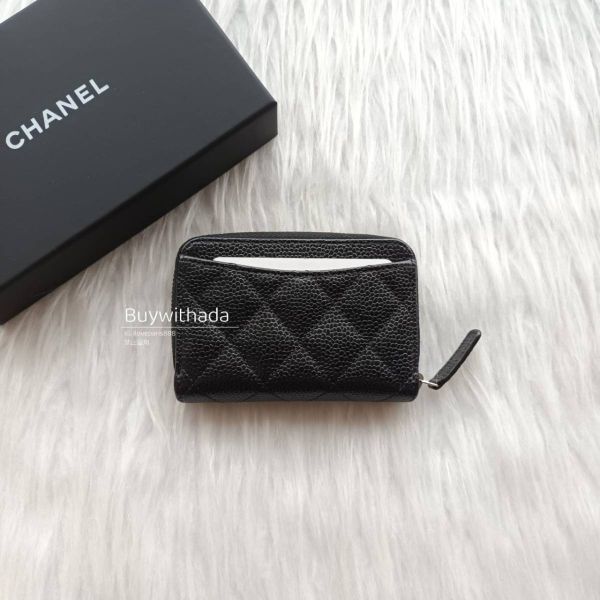 CHANEL ㄇ字拉鍊零錢卡包 黑荔枝銀釦 buywithada,france,全球代購,歐洲,exquisite,quality goods,posh,fancy,luxurious