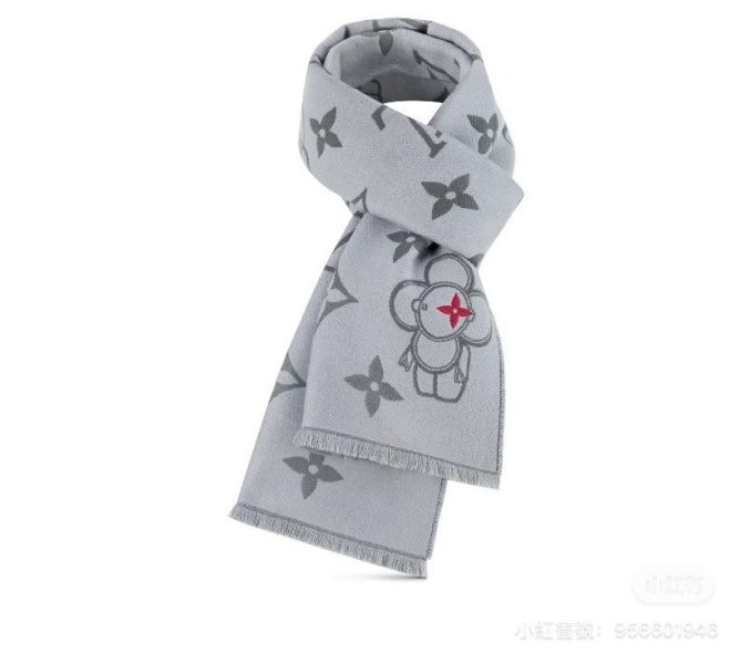 LV vivienne 限量版圍巾灰色有紅字 buywithada,france,全球代購,歐洲,exquisite,quality goods,posh,fancy,luxurious
