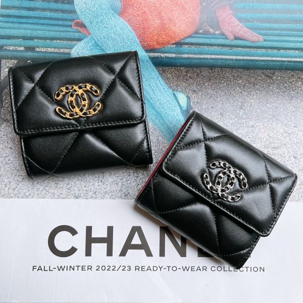 CHANEL 19 側拉三折短夾 黑金/黑銀 buywithada,france,全球代購,歐洲,exquisite,quality goods,posh,fancy,luxurious