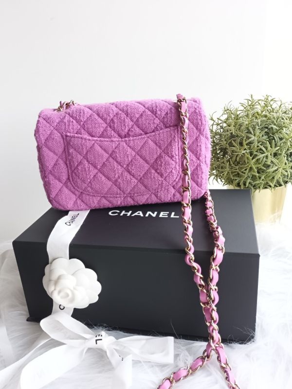 CHANEL 23B 最新款 CF20 粉紫色毛尼 香檳金釦 buywithada,france,全球代購,歐洲,exquisite,quality goods,posh,fancy,luxurious