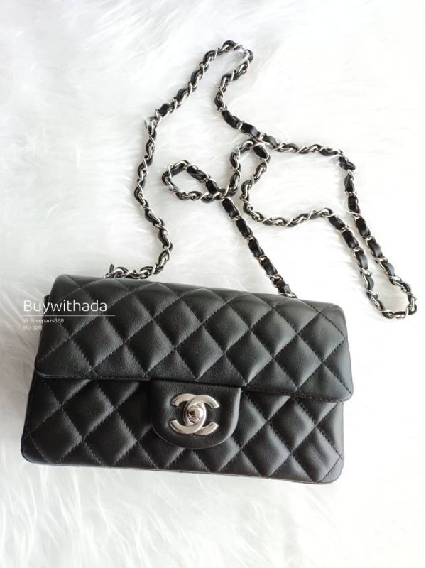 爆款CHANEL MINI CF20 黑色銀釦羊皮口蓋包 buywithada,france,全球代購,歐洲,exquisite,quality goods,posh,fancy,luxurious