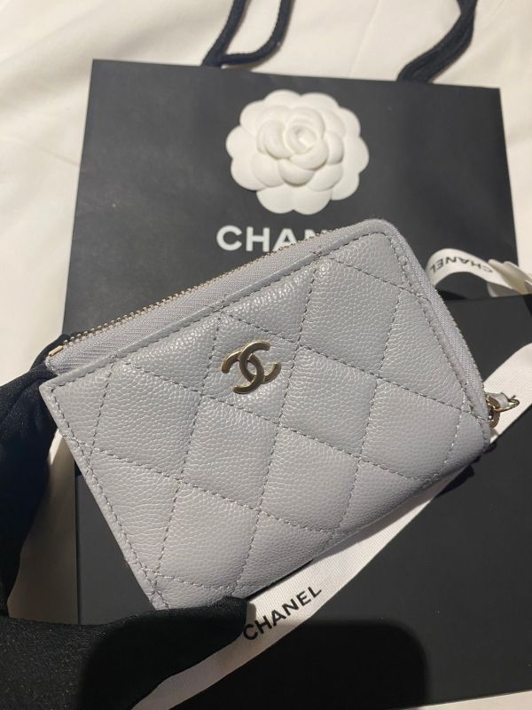 CHANEL 最新冰川灰三折L型零錢包短夾 淡金荔枝皮 buywithada,france,全球代購,歐洲,exquisite,quality goods,posh,fancy,luxurious
