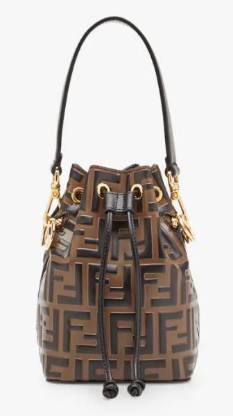 FENDI Mon Tresor FF皮革迷你水桶包 米色/棕色 buywithada,france,全球代購,歐洲,exquisite,quality goods,posh,fancy,luxurious