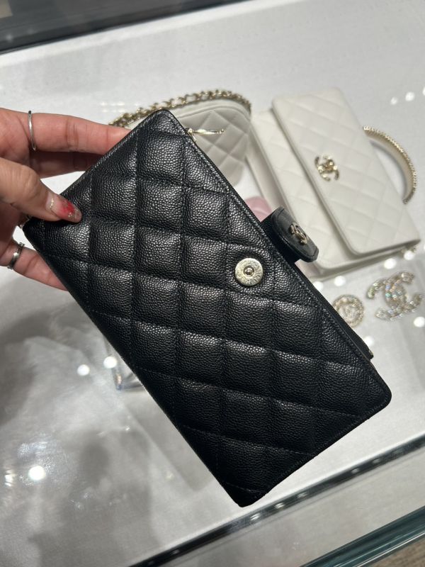 CHANEL 25新款 對折長卡夾包 黑荔枝金釦 buywithada,france,全球代購,歐洲,exquisite,quality goods,posh,fancy,luxurious