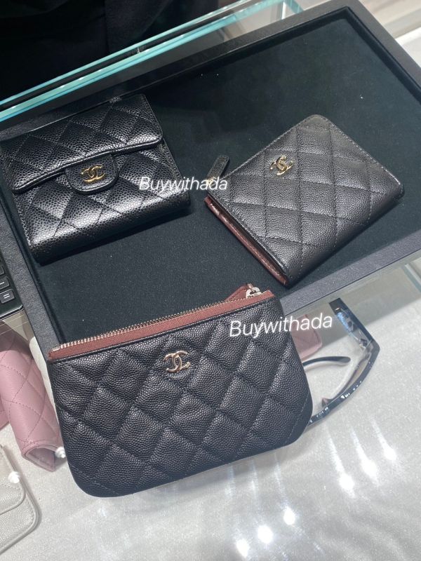 CHANEL CF 黑銀 荔枝皮 一字拉鍊錢包/卡包 buywithada,france,全球代購,歐洲,exquisite,quality goods,posh,fancy,luxurious