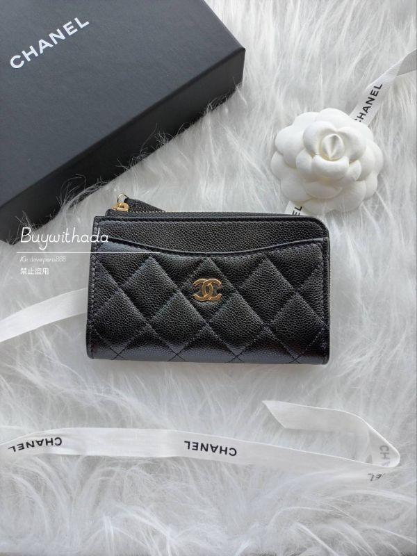 CHANEL 新款L拉鍊零錢卡包 黑荔枝金釦 buywithada,france,全球代購,歐洲,exquisite,quality goods,posh,fancy,luxurious