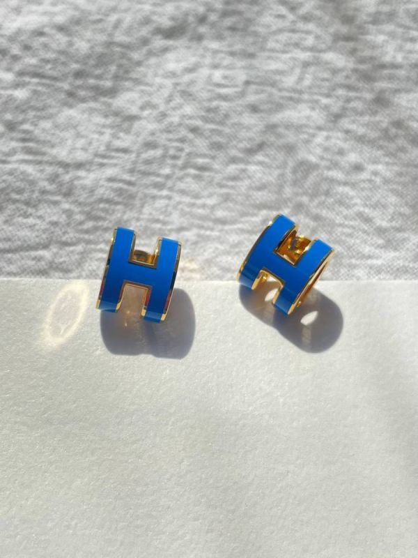 HERMES POP H MINI 耳環 藍金 buywithada,france,全球代購,歐洲,exquisite,quality goods,posh,fancy,luxurious
