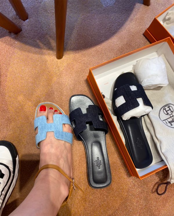 HERMES ORAN H 深色 牛仔 拖鞋 SIZE 38.5 buywithada,france,全球代購,歐洲,exquisite,quality goods,posh,fancy,luxurious