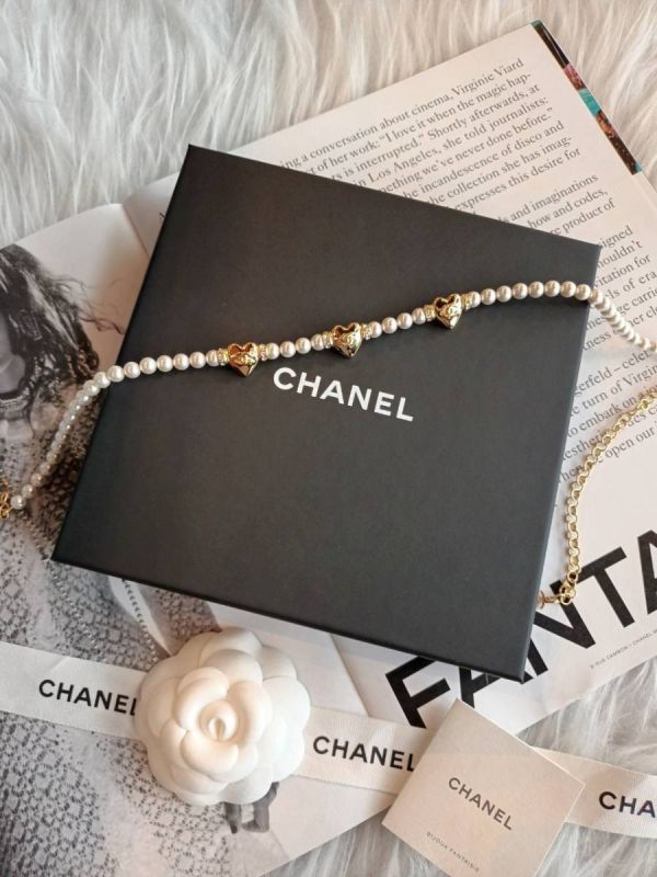 CHANEL 3個金色愛心水鑽珍珠頸鏈 現貨 buywithada,france,全球代購,歐洲,exquisite,quality goods,posh,fancy,luxurious