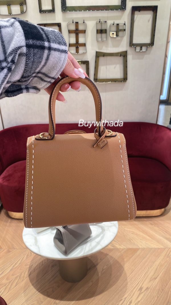 Delvaux Brillant mini Surpiqué 大象灰/焦糖色/白色 buywithada,france,全球代購,歐洲,exquisite,quality goods,posh,fancy,luxurious