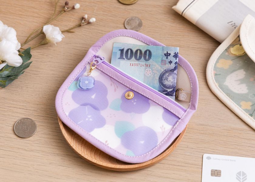 【紫底牽牛花-花芷零錢包】卡片收納 / 小物包 
