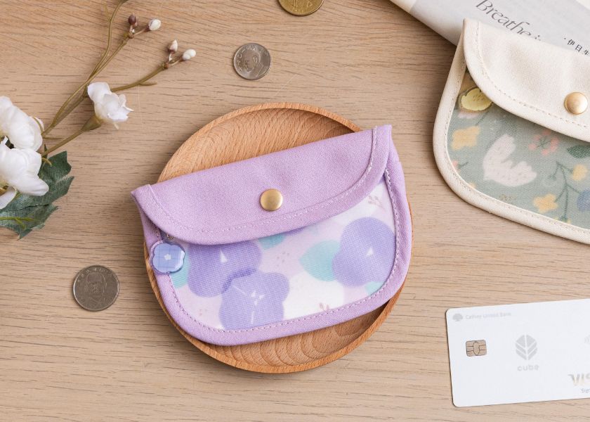 【紫底牽牛花-花芷零錢包】卡片收納 / 小物包 