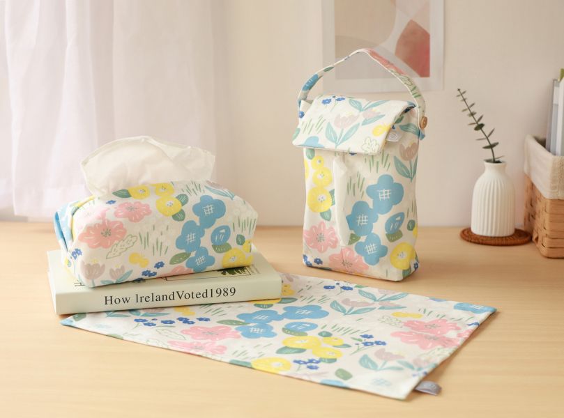 【花園走走-衛生紙套】桌上型 / 版型硬挺 Tissue cover 原創印花,禮物,生日禮物,家飾,裝飾,居家,佈置,花卉,衛生紙套,交換禮物