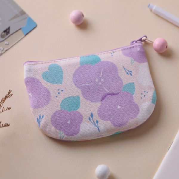 【牽牛花-圓底零錢包】卡片收納 / 小物包 Round bottom coin purse 小錢包,零錢包,鑰匙包,小物袋,隨身包袋,原創印花,牽牛花,禮物,婚禮小物
