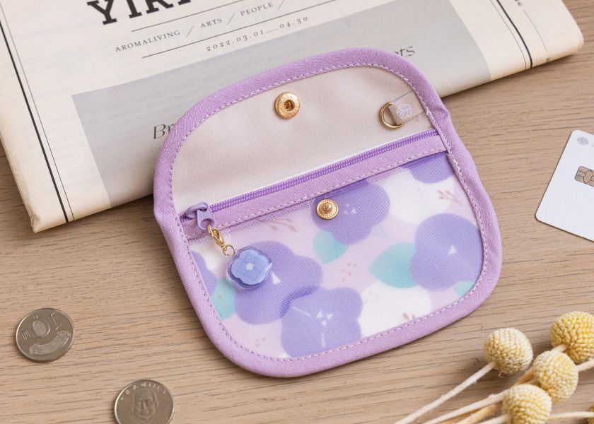 【紫底牽牛花-花芷零錢包】卡片收納 / 小物包 