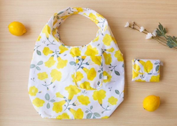 【花兔踏春-優雅寬底購物袋】環保提袋 / 可摺疊收納 Elegant Wide-Bottom Shopping Bag 購物袋,外出袋,原創印花,牽牛花,禮物,聖誕禮物,生日禮物,交換禮物