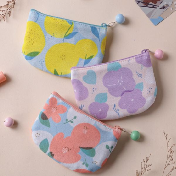 【木棉花-圓底零錢包】卡片收納 / 小物包 Round bottom coin purse 小錢包,零錢包,鑰匙包,小物袋,隨身包袋,原創印花,木棉花,禮物,婚禮小物