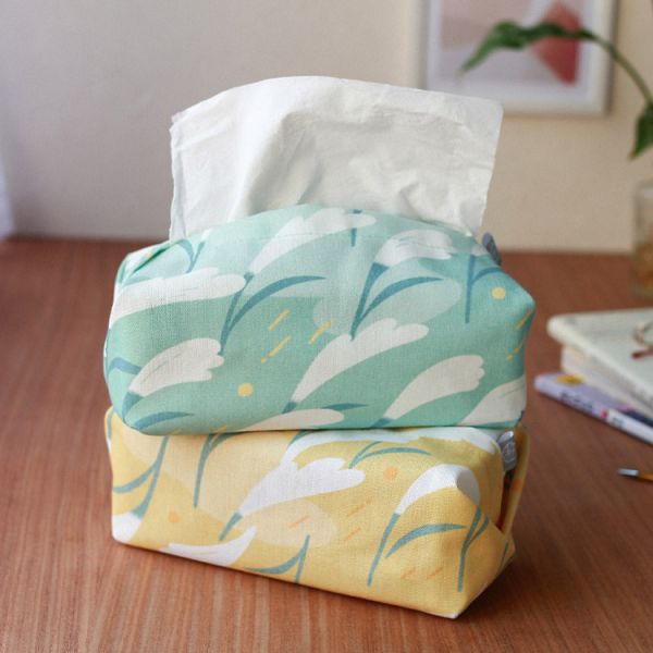 【芒花-湖藍-衛生紙套】桌上型 / 版型硬挺 Tissue cover 原創印花,禮物,生日禮物,家飾,裝飾,居家,佈置,芒草,衛生紙套,交換禮物