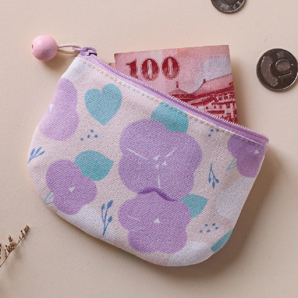 【牽牛花-圓底零錢包】卡片收納 / 小物包 Round bottom coin purse 小錢包,零錢包,鑰匙包,小物袋,隨身包袋,原創印花,牽牛花,禮物,婚禮小物