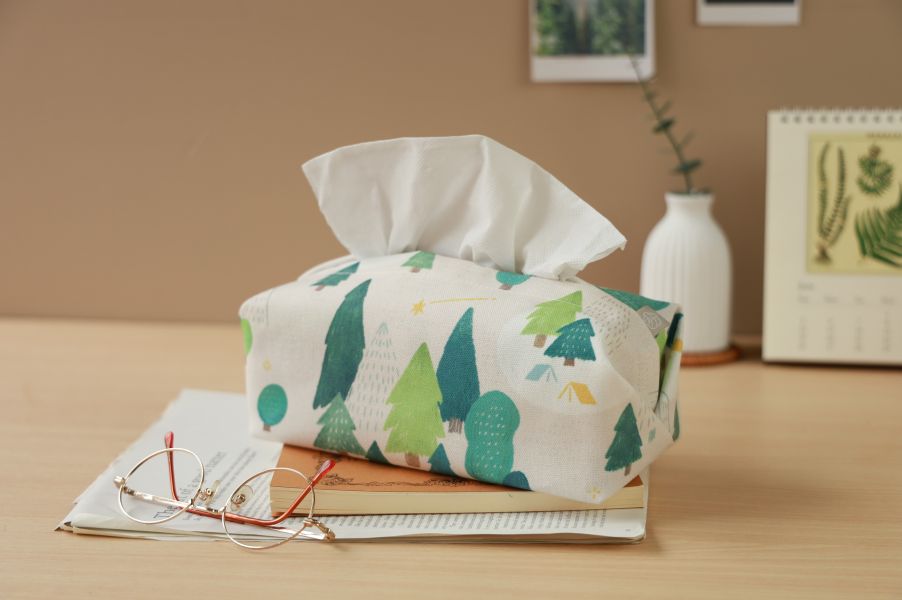 【森林走走-杏-衛生紙套】桌上型 / 版型硬挺 Tissue cover 原創印花,禮物,生日禮物,家飾,裝飾,居家,佈置,森林,衛生紙套,交換禮物