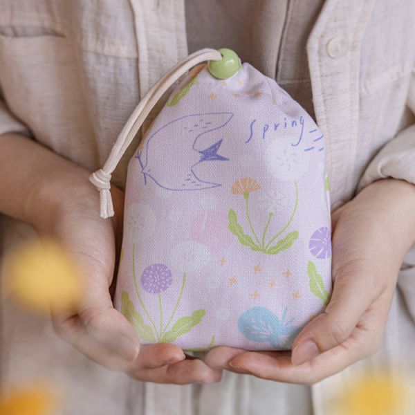 【春之歌-束口袋】小物收納 / 萬用袋 Drawstring pouch 束口袋,生理包,小物袋,收納袋,隨身包袋,原創印花,春之歌,禮物,婚禮小物,