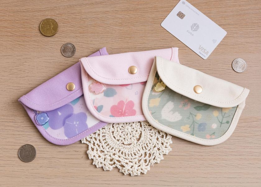 【紫底牽牛花-花芷零錢包】卡片收納 / 小物包 
