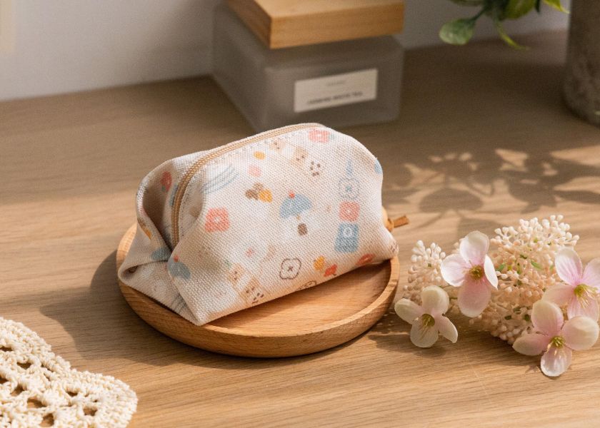 【台灣小吃-方塊酥包】大開口 / 小物收納 Small square pouch 小錢包,零錢包,鑰匙包,小物袋,隨身包袋,原創印花,太陽花,禮物,婚禮小物