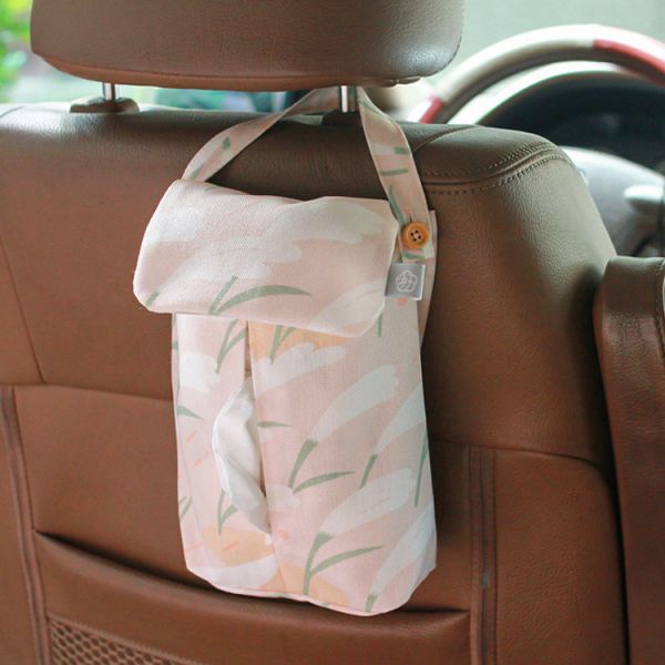 【芒花-豆粉-掛式衛生紙套】吊掛可拆 / 車用 / 露營 Hanging Tissue Cover 原創印花,禮物,生日禮物,家飾,裝飾,居家,佈置,芒草,衛生紙套,交換禮物