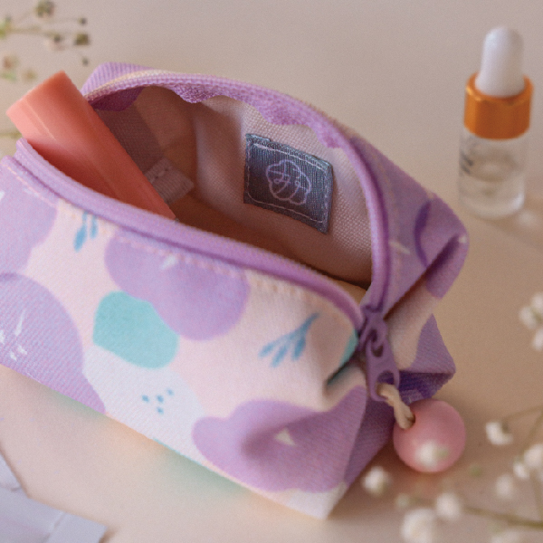 【牽牛花-方塊酥包】大開口 / 小物收納 Small square pouch 小錢包,零錢包,鑰匙包,小物袋,隨身包袋,原創印花,牽牛花,禮物,婚禮小物