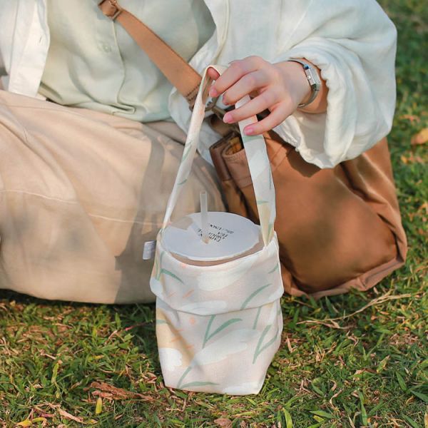【芒花-豆粉-飲料袋】環保提袋 / 小物袋 Beverage bag 原創印花,芒草,禮物,生日禮物,外出袋,飲料袋,手提袋,環保,小物袋
