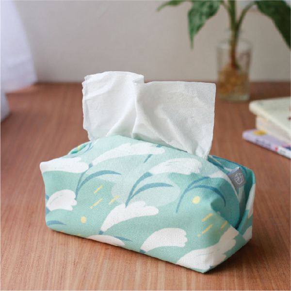 【芒花-湖藍-衛生紙套】桌上型 / 版型硬挺 Tissue cover 原創印花,禮物,生日禮物,家飾,裝飾,居家,佈置,芒草,衛生紙套,交換禮物