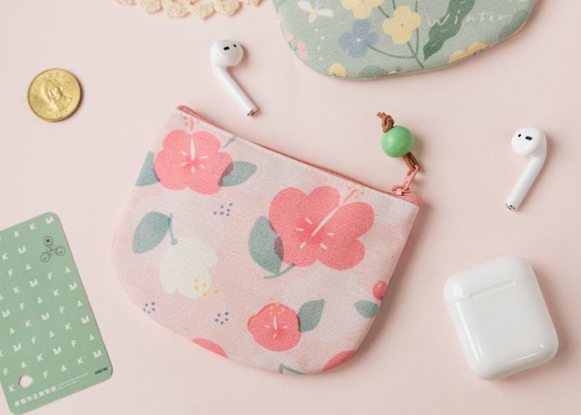 【朱槿-圓底零錢包】卡片收納 / 小物包 Round bottom coin purse 小錢包,零錢包,鑰匙包,小物袋,隨身包袋,原創印花,牽牛花,禮物,婚禮小物